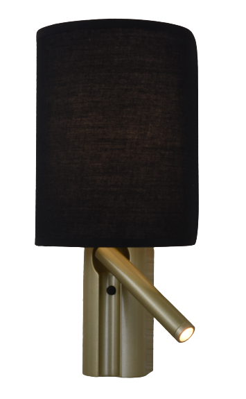 DL10012 Wall Sconce with Fabric Shade & Adjustable LED Reading Light (2.5W + G9 3.5W)