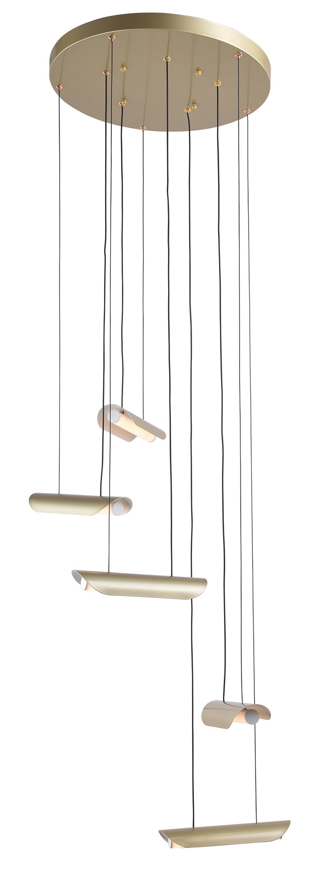DL10016 Round Spiral Cluster LED Pendant, 5-Light Discs (24W)