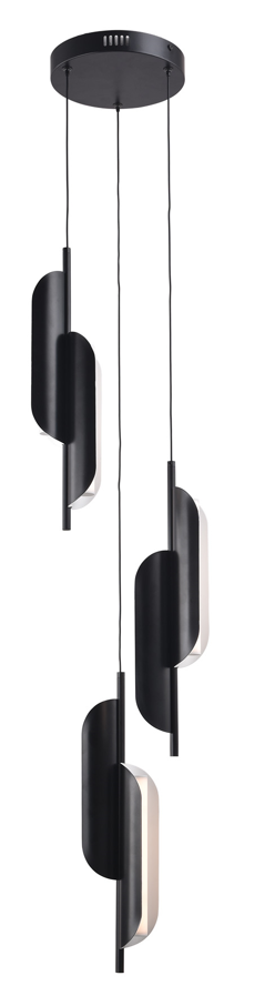 DL10017 Round Canopy Cluster LED Pendant, 3-Light Curved Panels (30W)