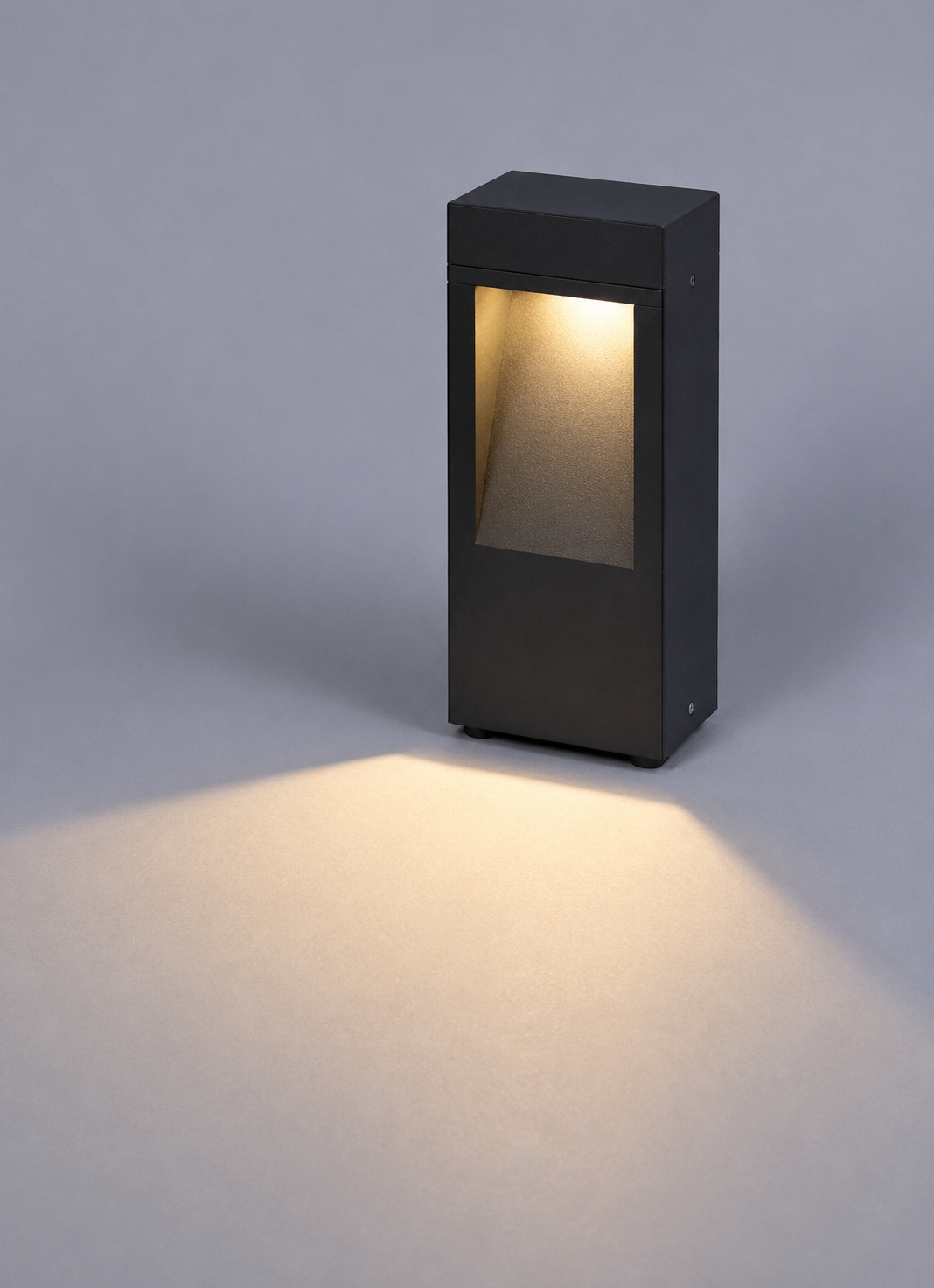 DL11464 Low Rectangular Bollard (Open Frame, Clear Glass)