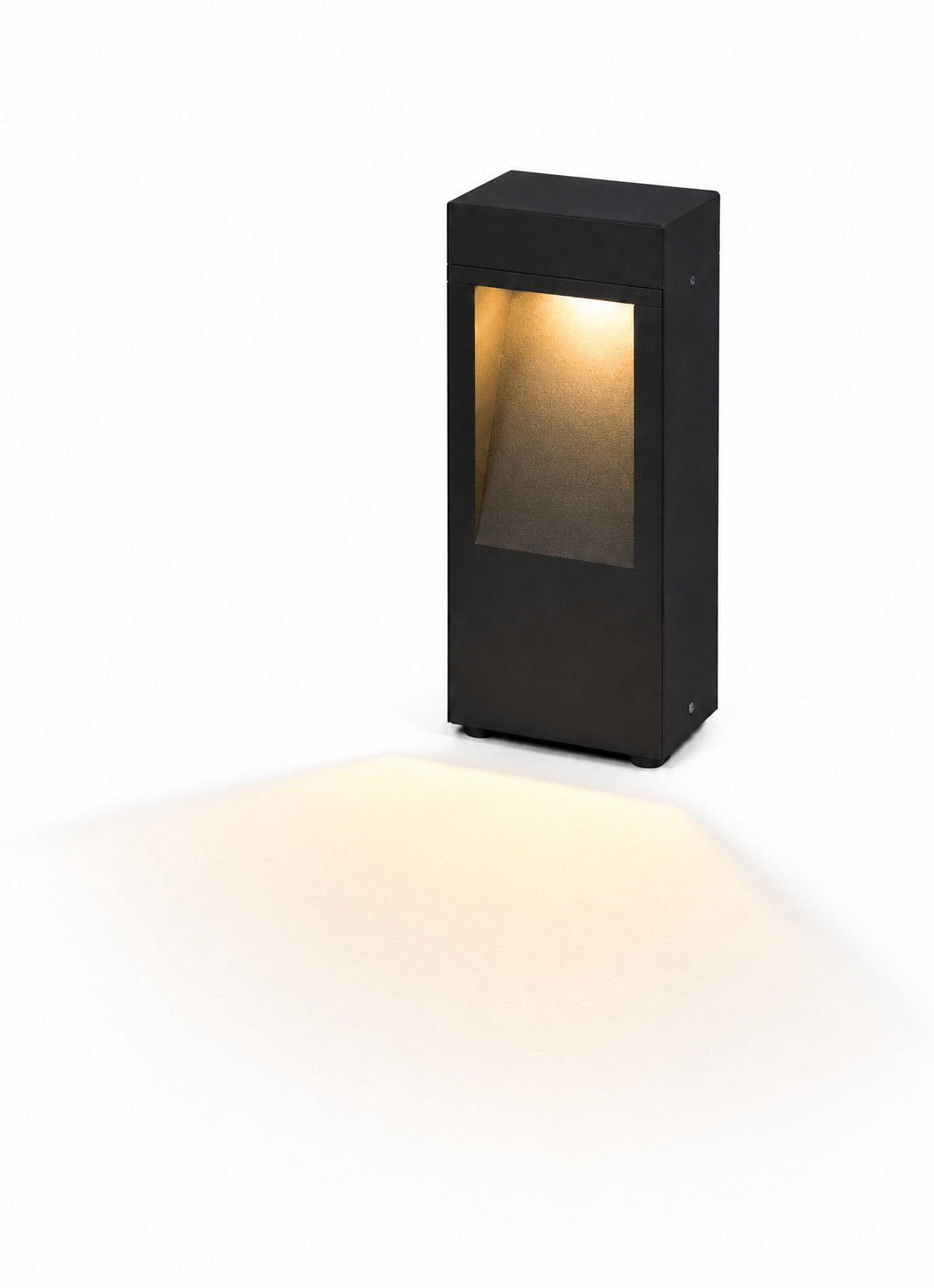 DL11464 Low Rectangular Bollard (Open Frame, Clear Glass)