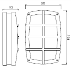 DL11473 Wall Light (Rectangular Grid-Guard Bulkhead, Opal PC)