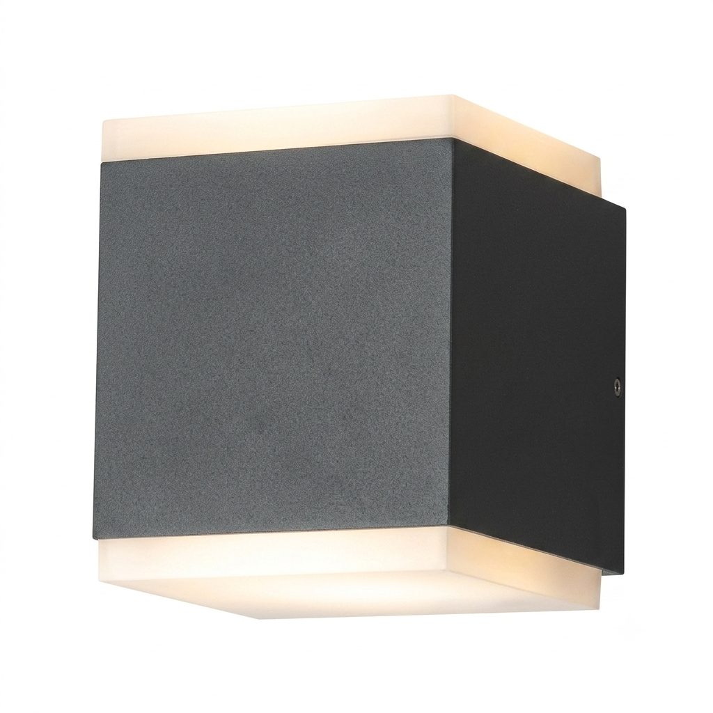 DL11614 Outdoor LED Up & Down Cube Wall Light (2x 6W)