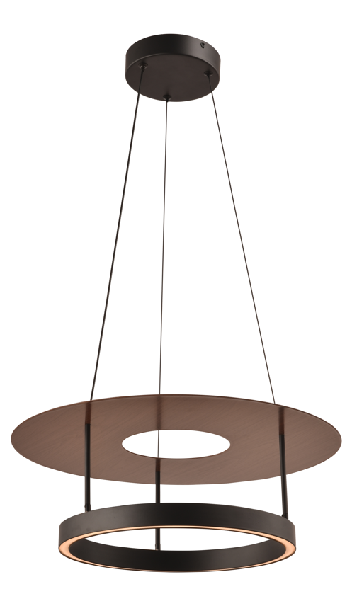 DL12646 Ring LED Pendant Lamp (Black/Wood Grain, Small, 30W)