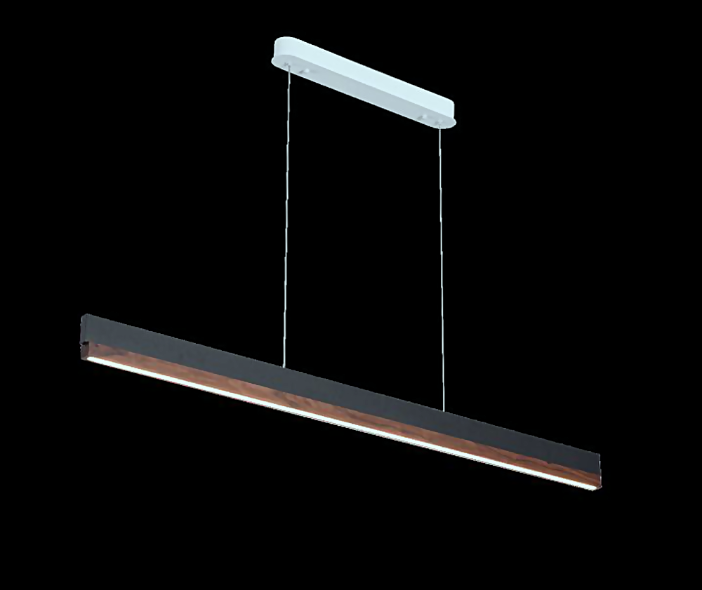 DL12714 Walnut Wood & Metal Pendant Light (L1200, LED 20W/24W/28W)