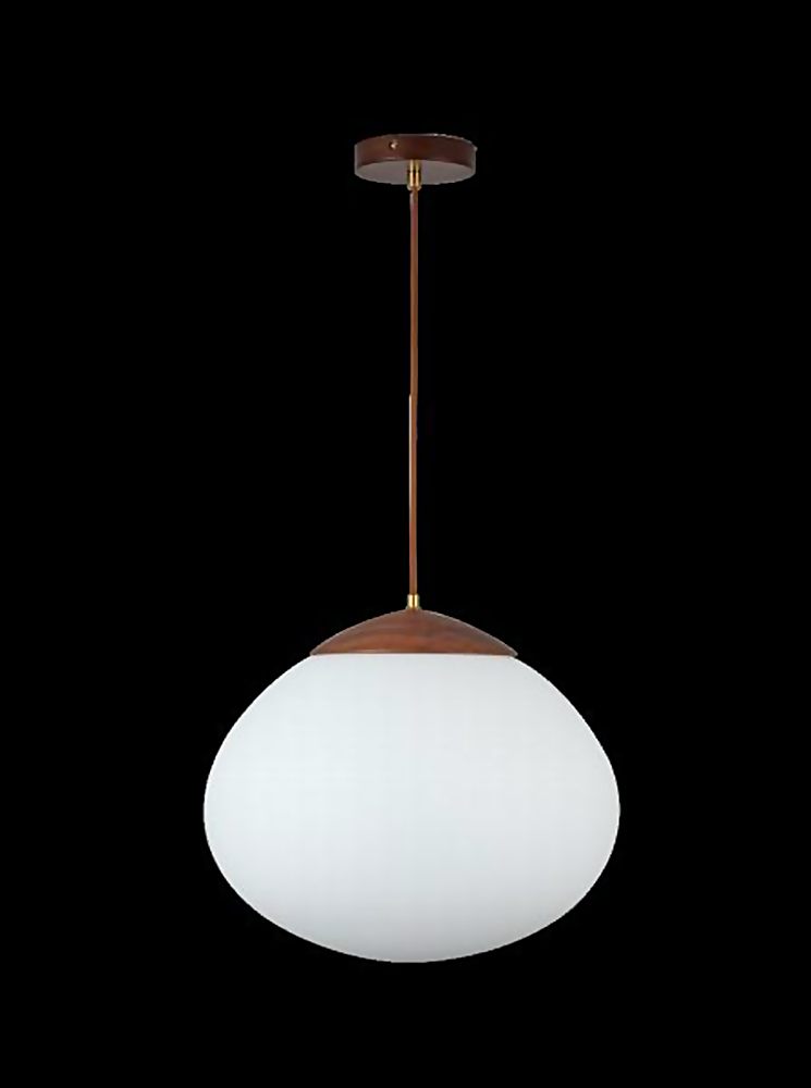 DL12769 Dark Walnut Wood & Glass Pendant Light (D210, E27 60W)