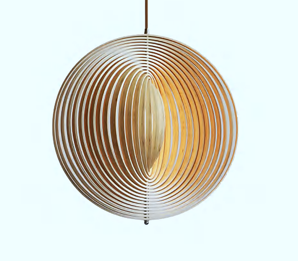 DL12801 Plywood Pendant Light (D590mm (18 Rings), E27 60W)