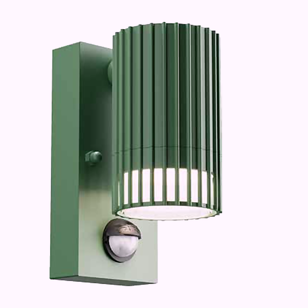 DL13117 Ribbed Cylinder Down Wall Light with PIR Sensor (GU10, IP65)
