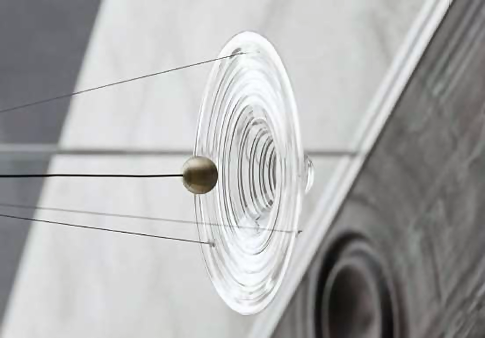 DL13188 Concentric Glass Disc Wall Lamp with Brass Orb