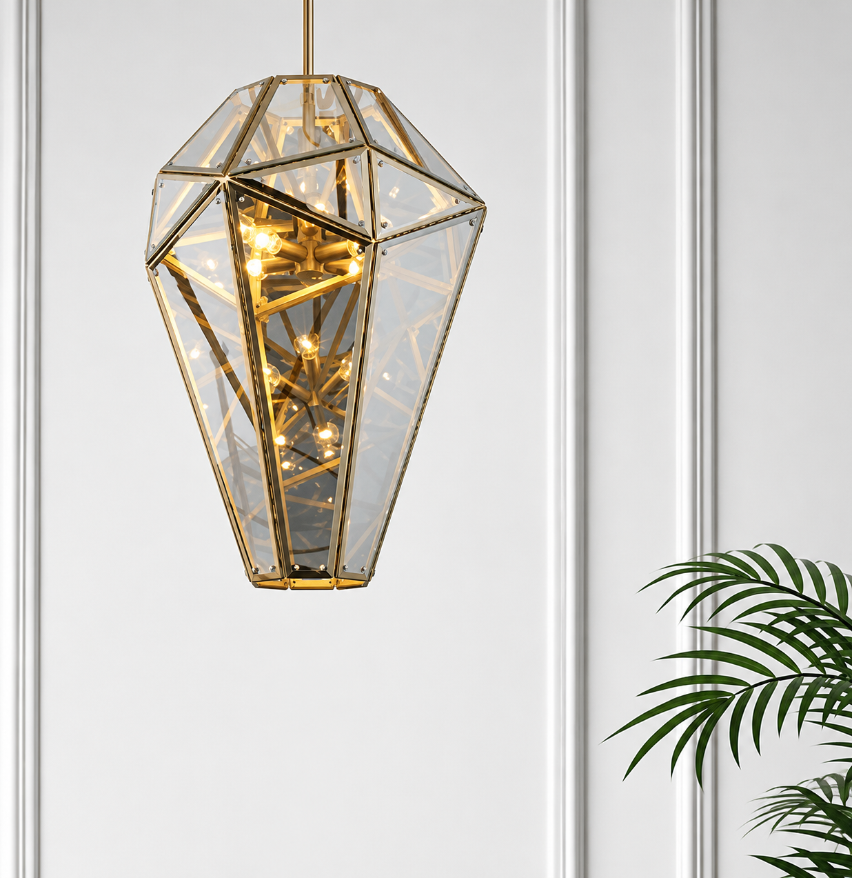DL13304 Faceted Gem Glass Pendant Chandelier (8-light)
