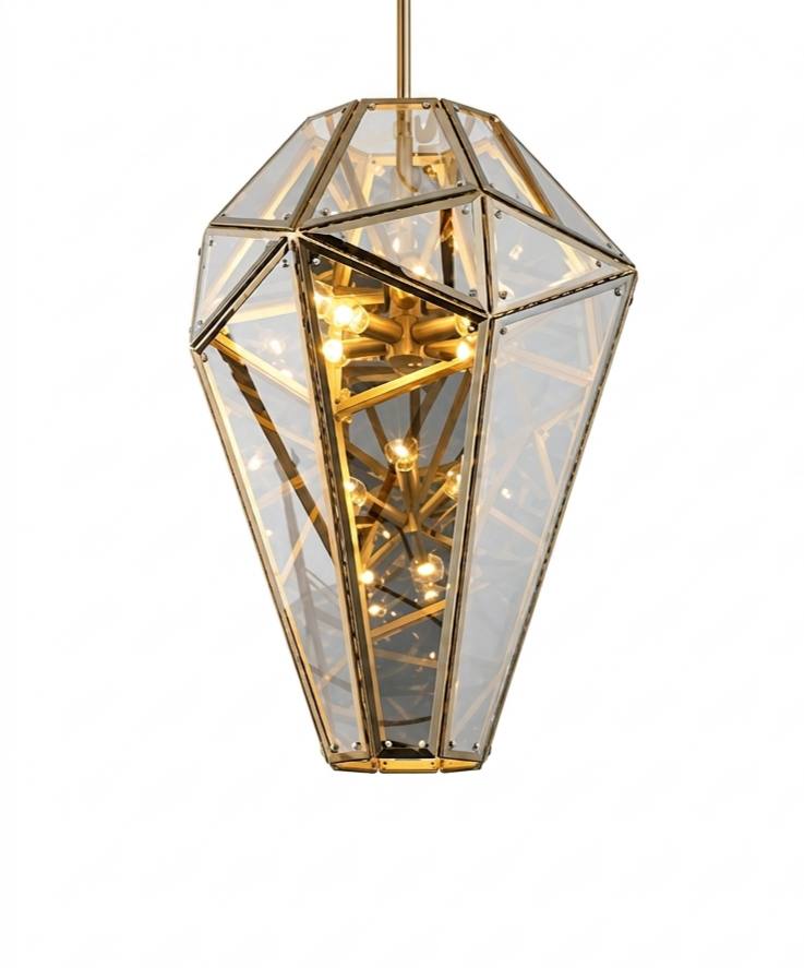 DL13304 Faceted Gem Glass Pendant Chandelier (8-light)