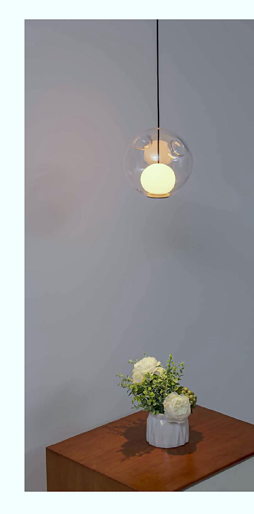 DL13395 Clear Glass Globe LED Pendant (dual-glow, 1700mm)