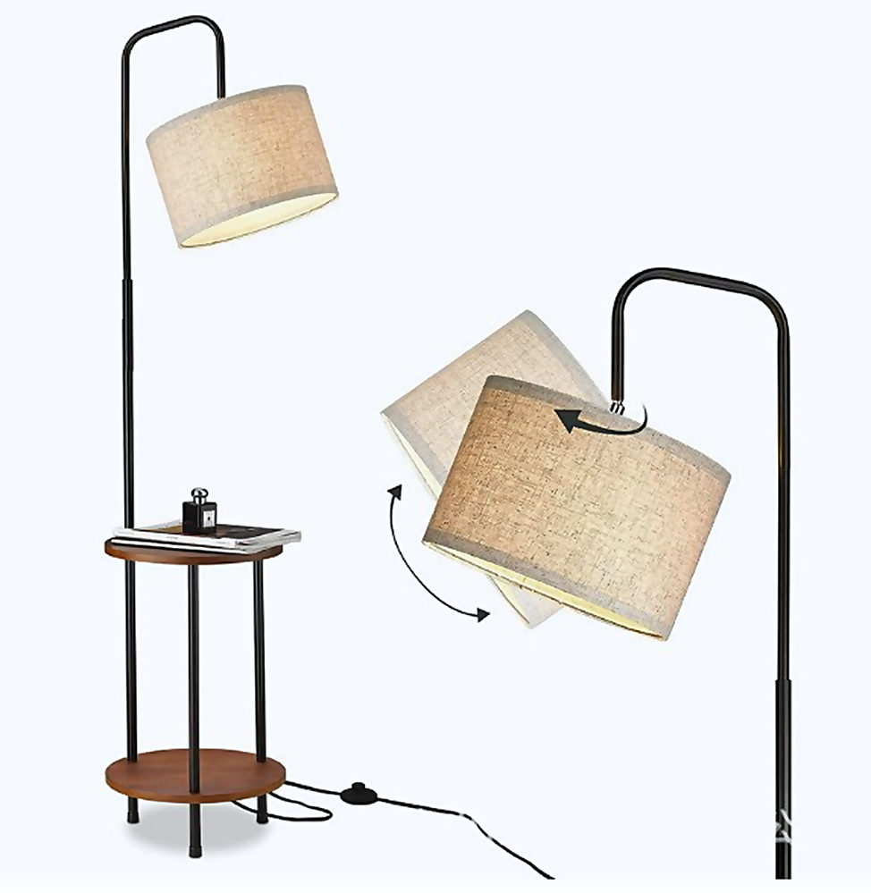 DL13492 Iron & Wood Floor Lamp (1×E27, H1650mm)