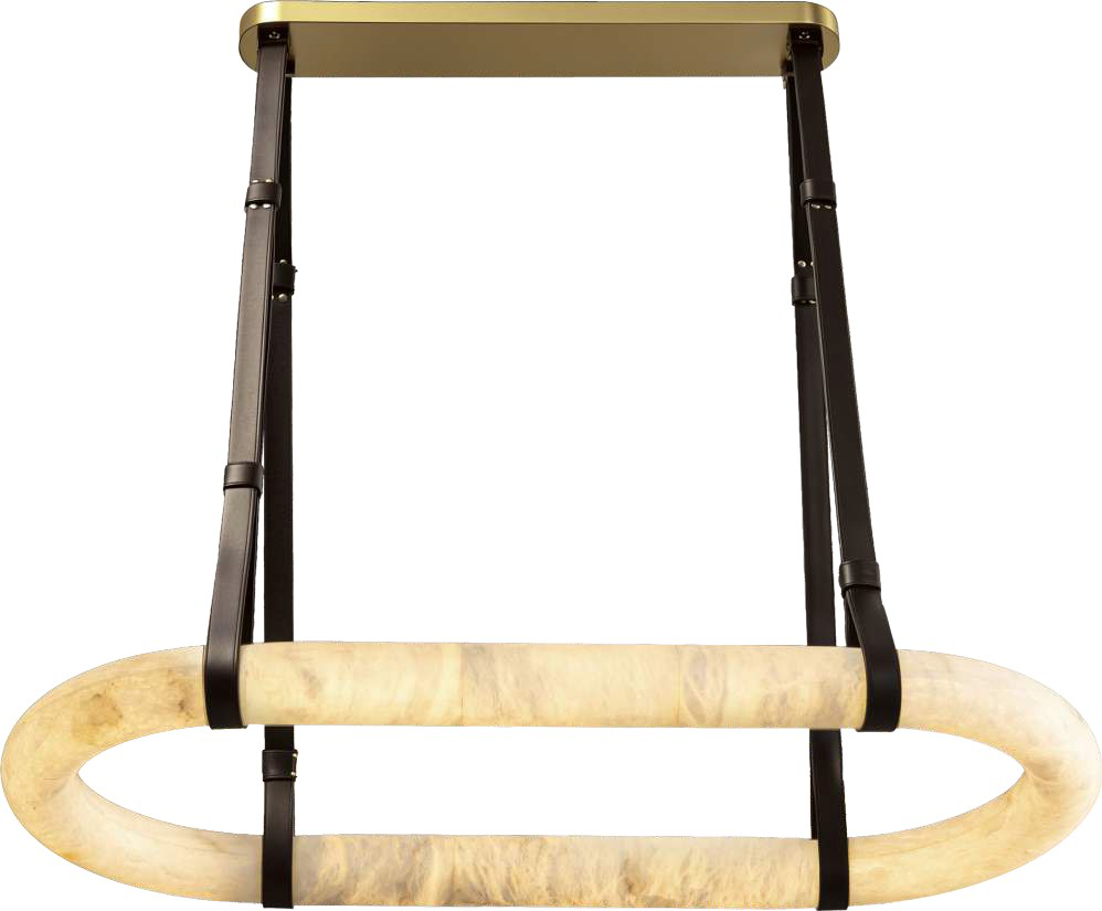 DL13917 Alabaster Ring Pendant Chandelier with Leather Straps