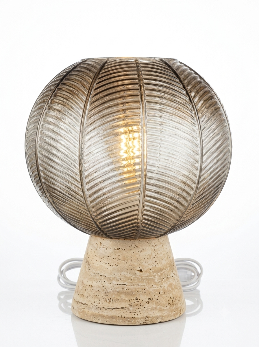 DL13998 Travertine & Glass Table Lamp