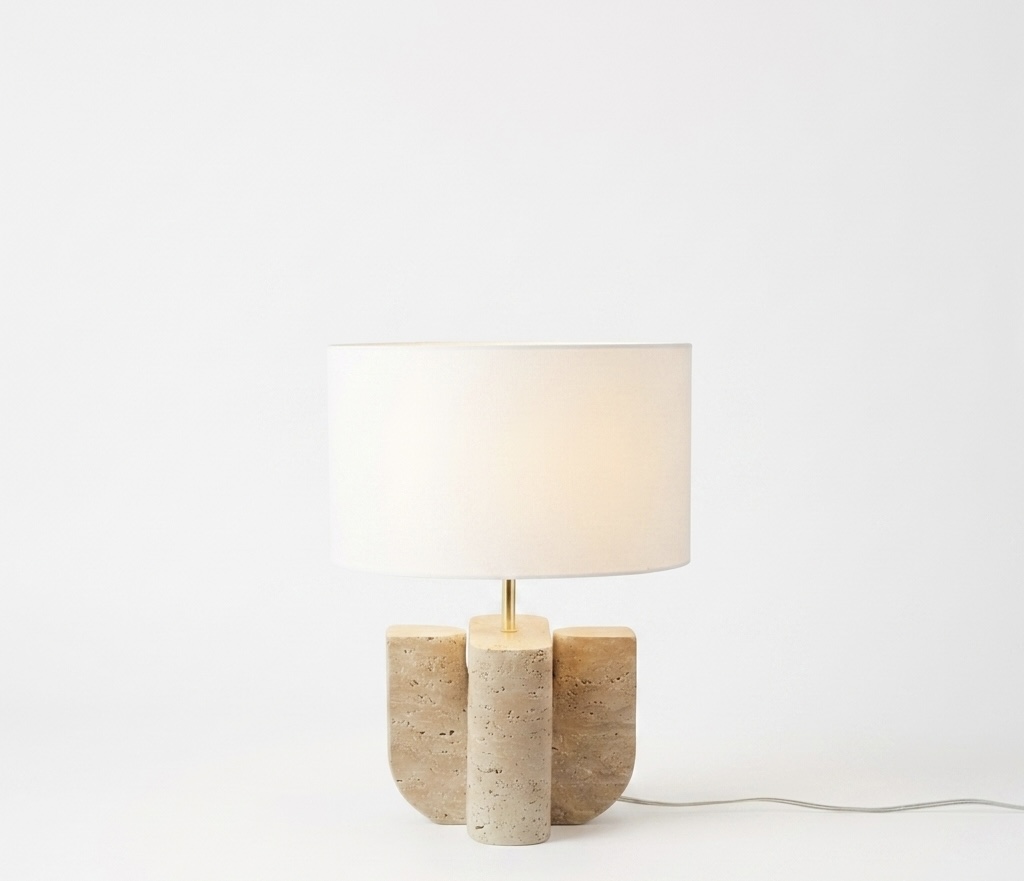 DL14006 Table Lamp with Artificial Travertine Base