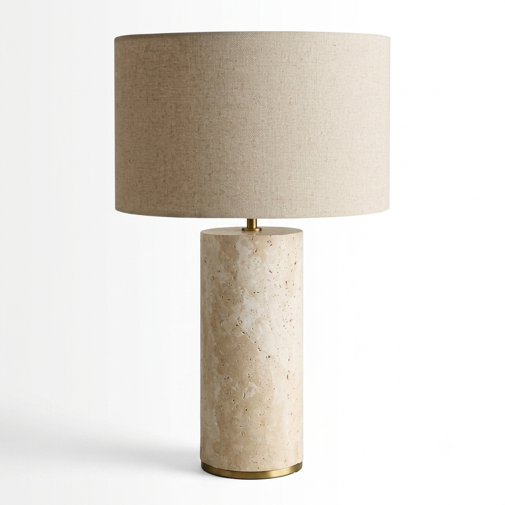 DL14007 Table Lamp with Artificial Travertine Base