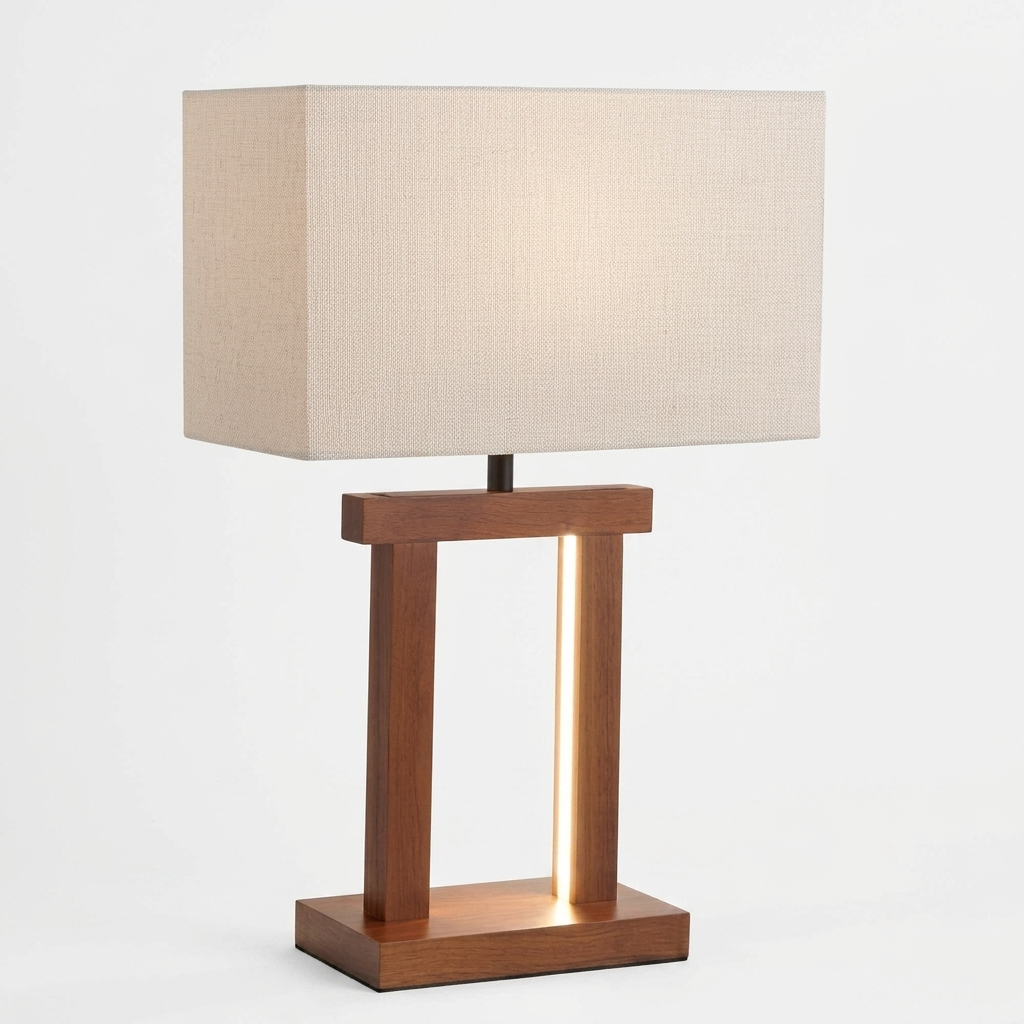 DL14029 Wooden Table Lamp with Fabric Shade