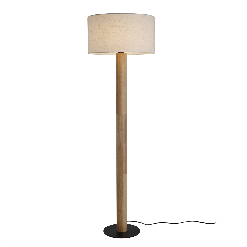 DL14033 Wood Floor Lamp with Fabric Shade