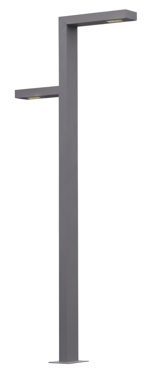 DL3002 Slate Duo Outdoor LED Pole Light, Twin-Arm (2x30W/3000K, H3m, RAL7016)