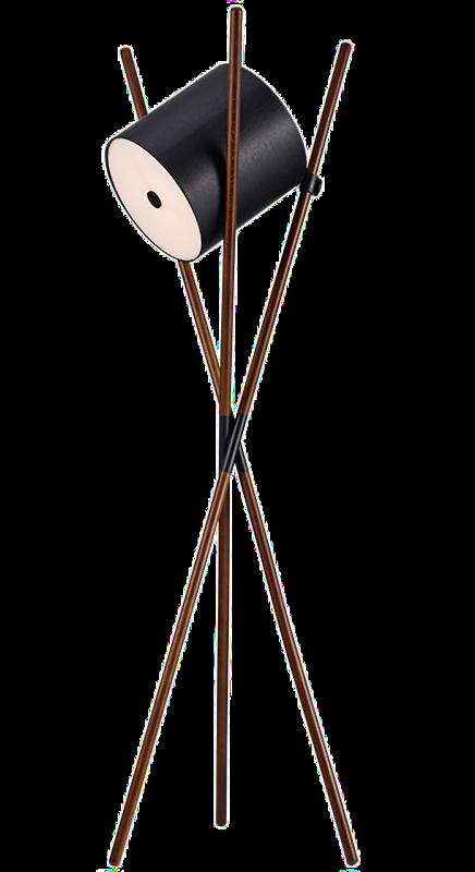 DL16814 Floor Lamp (Black Walnut Wood + Leather, Φ580*H1730mm)